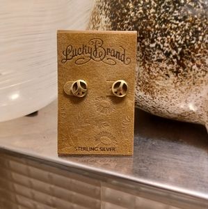Lucky Brand Peace Sign Sterling Silver Earrings